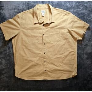 LL Bean Button Up Shirt Mens XXL-Reg Khaki/Yellow Traditional Fit
